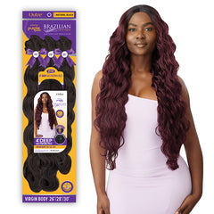 Outre Purple Pack Brazilian Boutique Human Hair Blend Weaving - VIRGIN BODY 4PCS (26\/28\/30 + 4 inch lace closure)